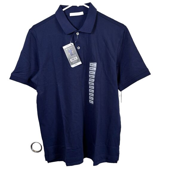Member's Mark Men Size Small Strech Cotton Polo Shirt Navy Blue  Short Sleeves - Picture 1 of 11